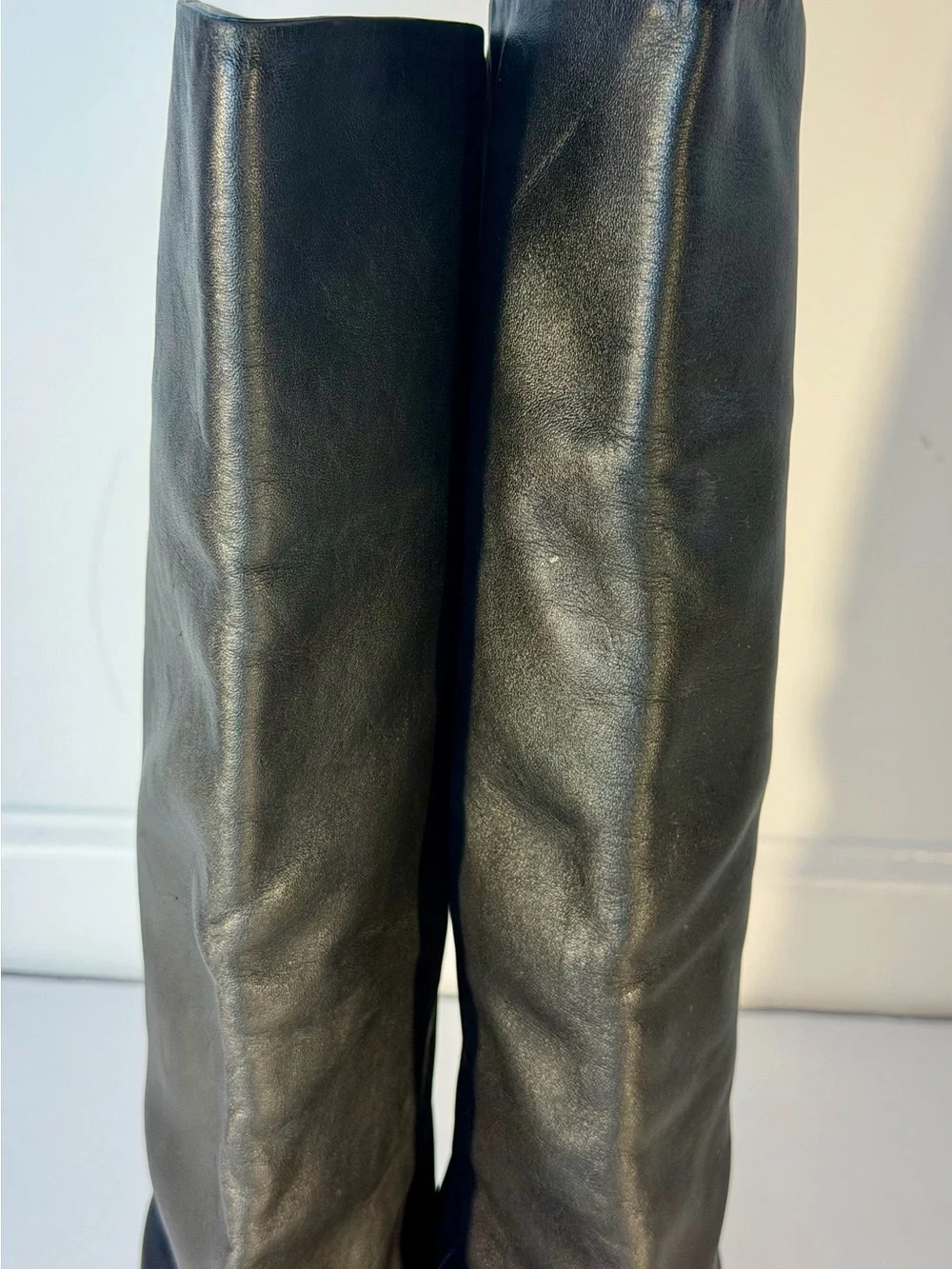 Laura Scott Sabine Vintage Classic Black Leather Calf High Women's Boots